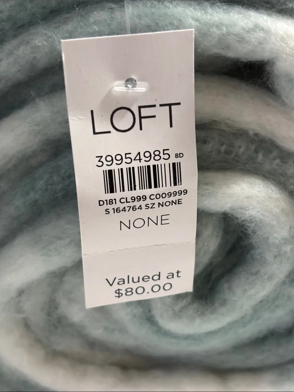 LOFT Mint Green and White Fuzzy Throw Blanket New